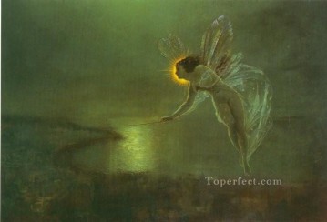  Geist Kunst - Geist der Nacht Engel Landschaft John Atkinson Grimshaw für Art